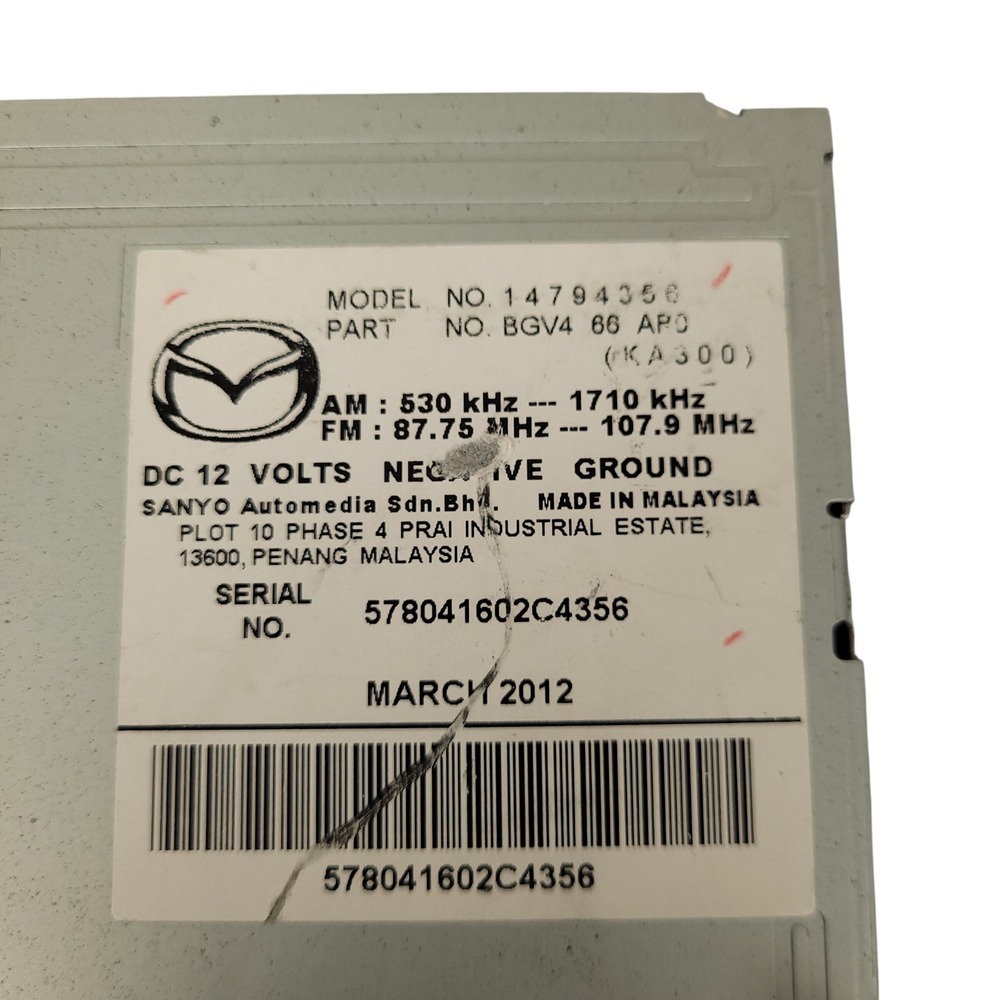 2012 2013 Mazda 3 AM FM CD Player Radio Receiver Factory Head Unit OEM 14794356 - Picture 4 of 10